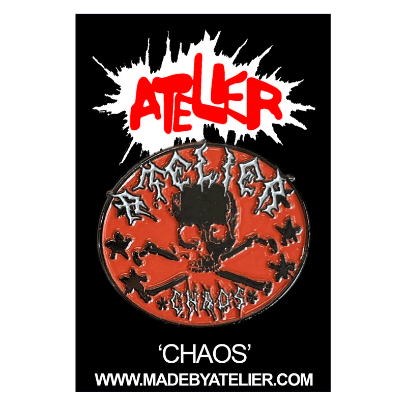 CHAOS METAL ENAMEL LAPEL PIN - 1 of 1 screenprinted and hand-sewn piece by MadeByAtelier