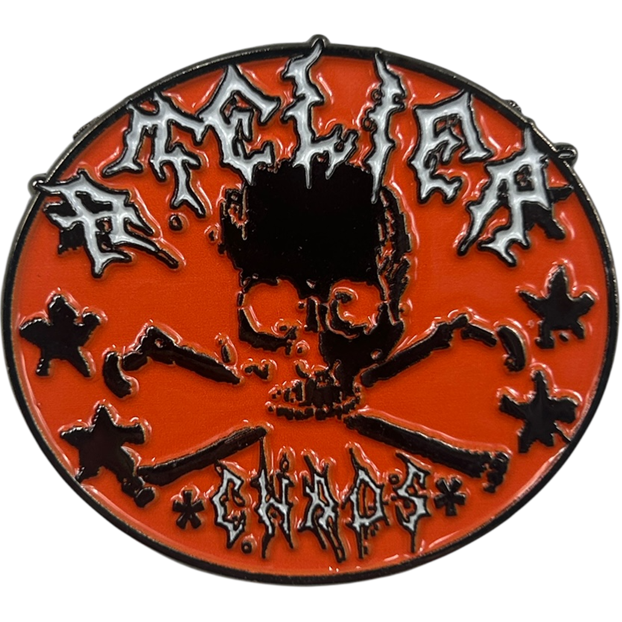 CHAOS METAL ENAMEL LAPEL PIN