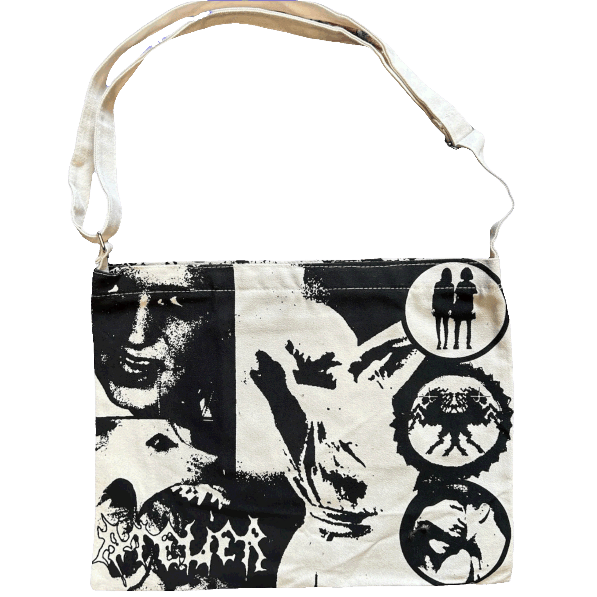 ATELIER MESSENGER TOTEBAG back detail - screenprinted patch hand-sewn onto garment by MadeByAtelier