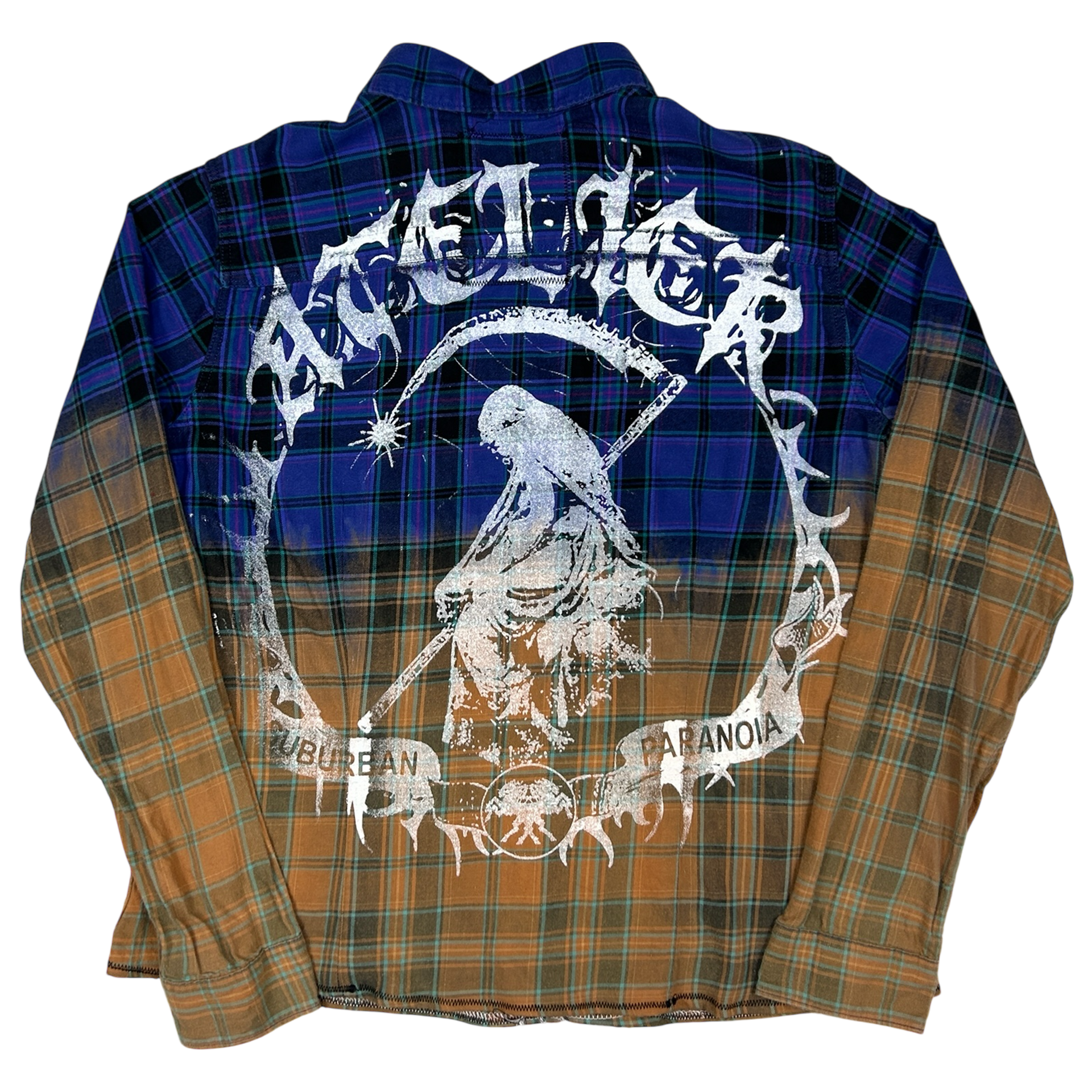 ACID TEARS SHIRT #050 - MEDIUM back detail - screenprinted patch hand-sewn onto garment by MadeByAtelier
