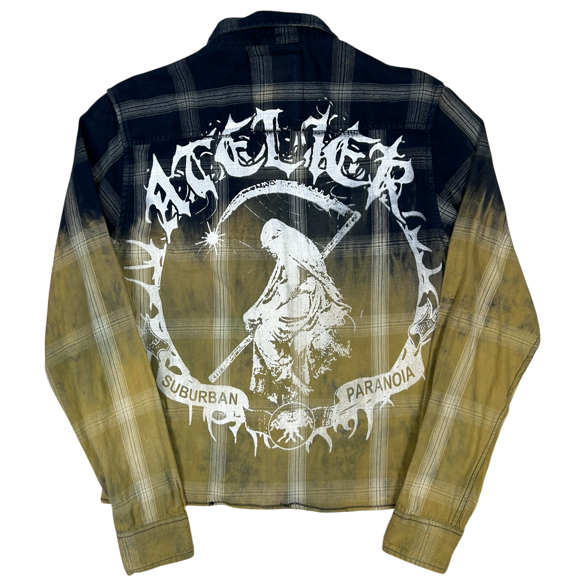 ACID TEARS SHIRT #064 - MEDIUM back detail - screenprinted patch hand-sewn onto garment by MadeByAtelier