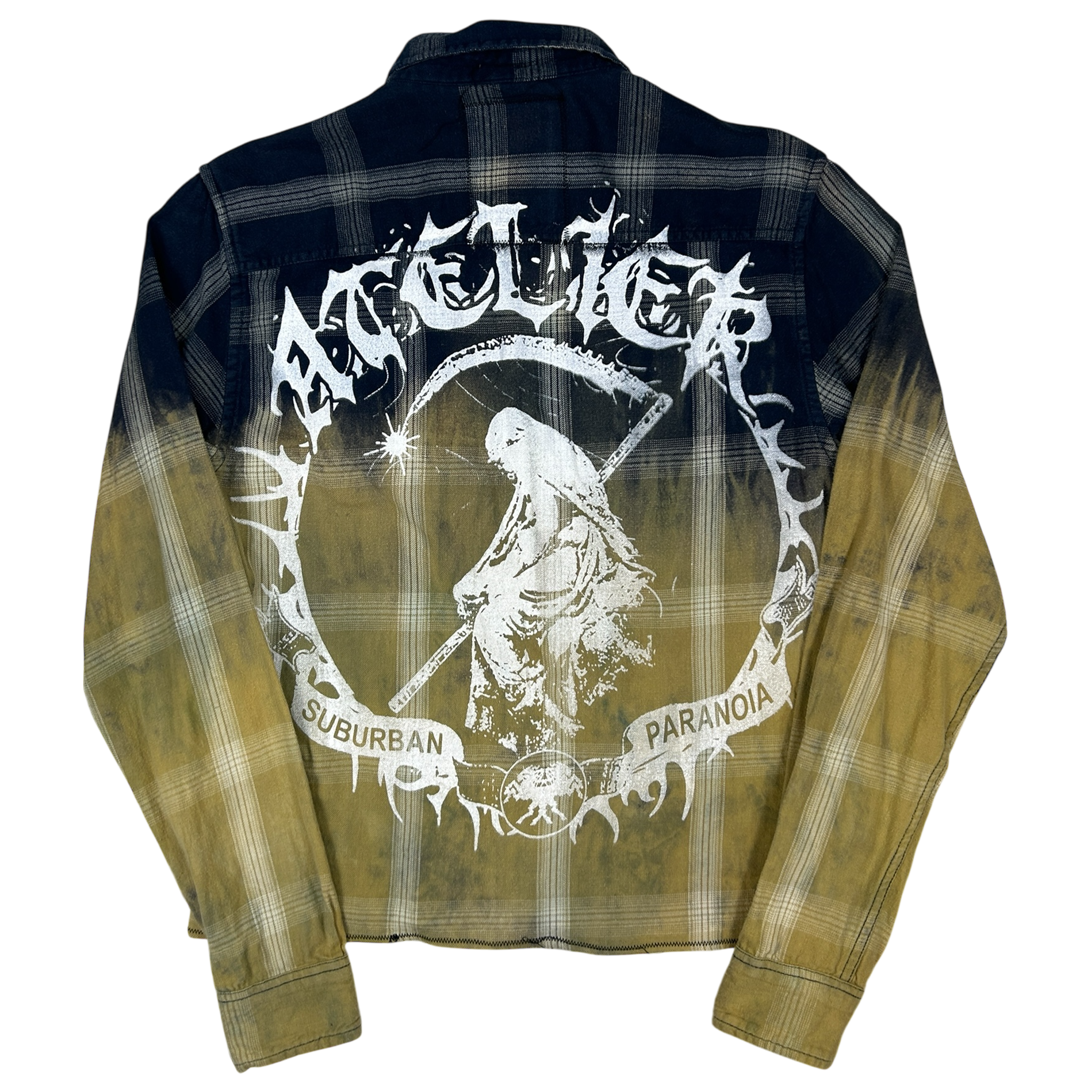 ACID TEARS SHIRT #064 - MEDIUM back detail - screenprinted patch hand-sewn onto garment by MadeByAtelier