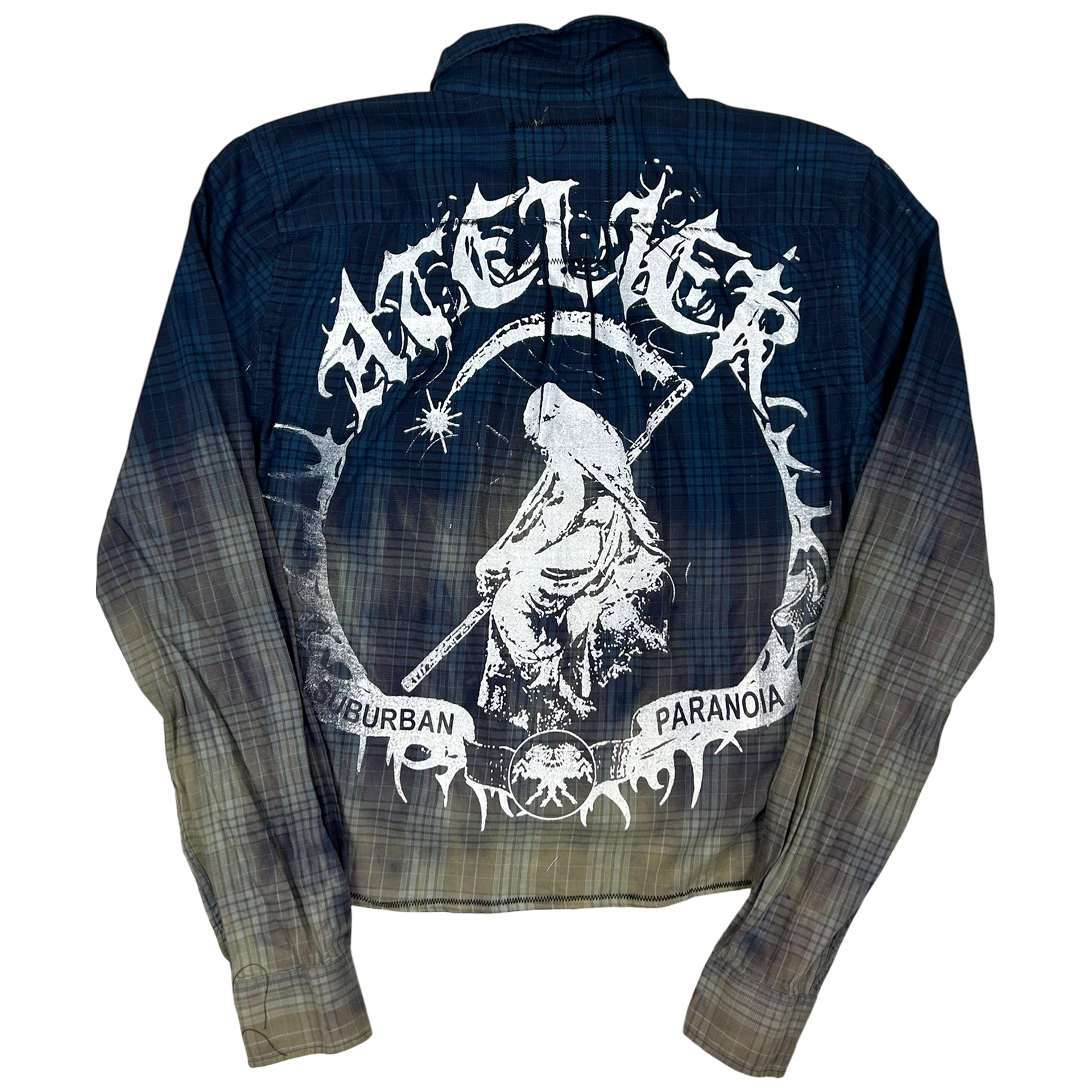 ACID TEARS SHIRT #051 - MEDIUM back detail - screenprinted patch hand-sewn onto garment by MadeByAtelier