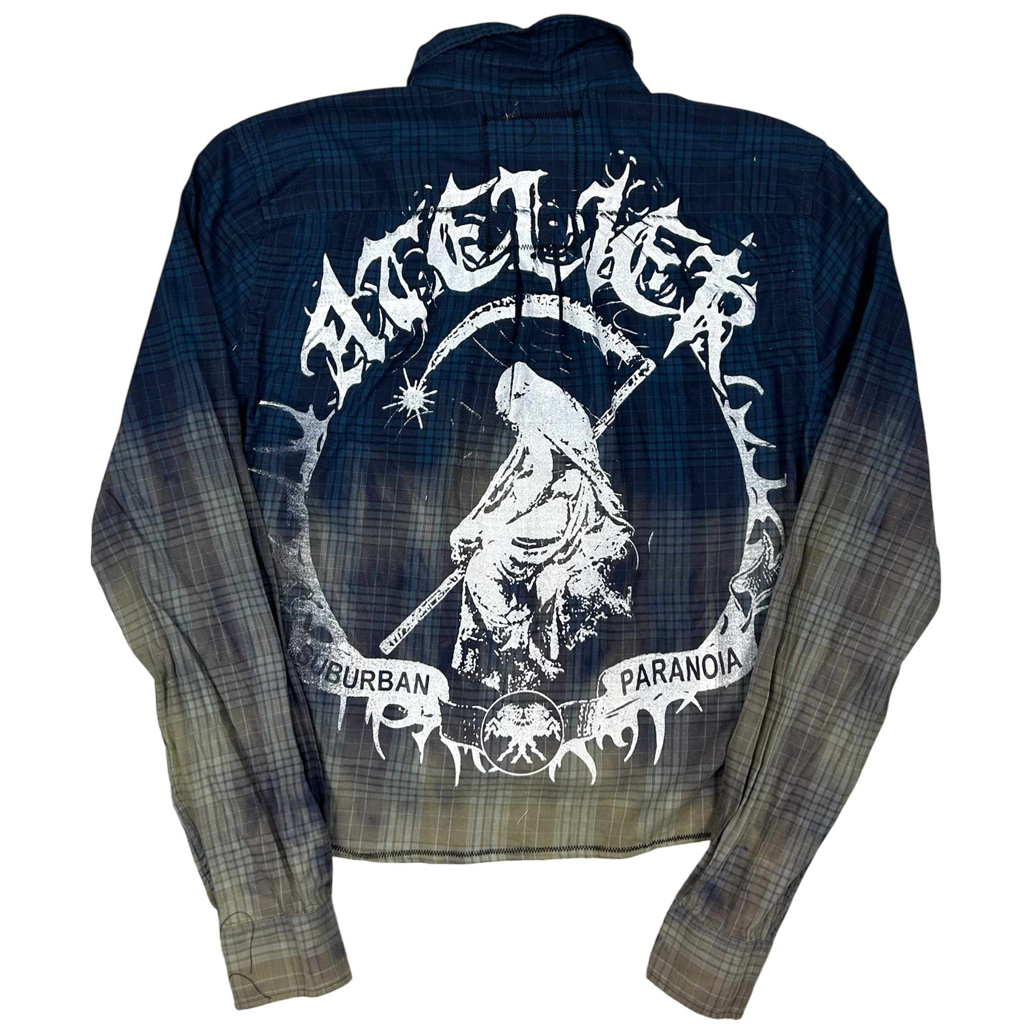 ACID TEARS SHIRT #051 - MEDIUM back detail - screenprinted patch hand-sewn onto garment by MadeByAtelier