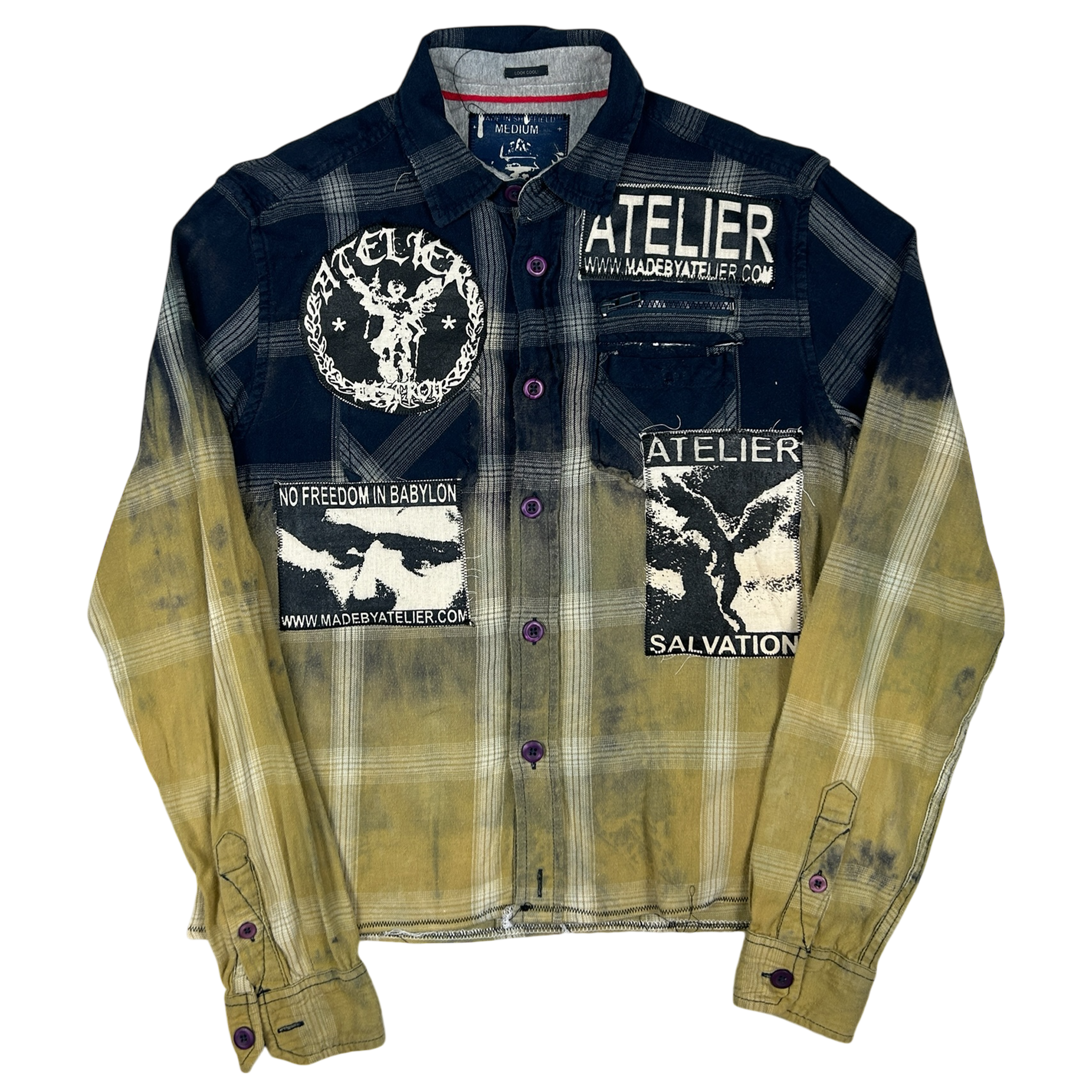 ACID TEARS SHIRT #064 - MEDIUM - 1 of 1 screenprinted and hand-sewn piece by MadeByAtelier